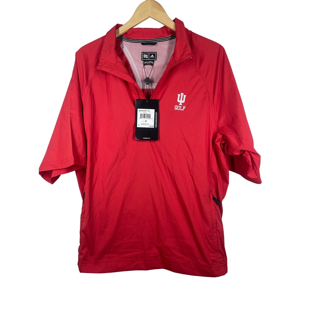 Adidas Indiana University Golf 1/2 Zip Windbreaker Red Mens M MCIPWndSS1/2Zip